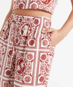 ABBY LINEN BLEND PRINTED PANT