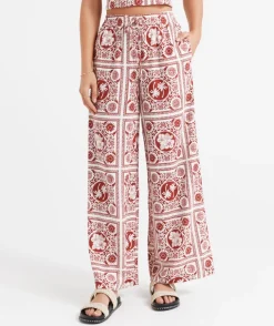 ABBY LINEN BLEND PRINTED PANT