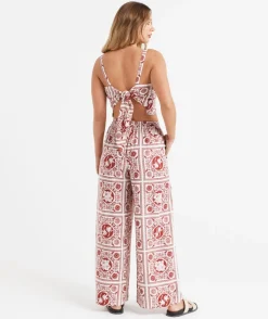 ABBY LINEN BLEND PRINTED PANT