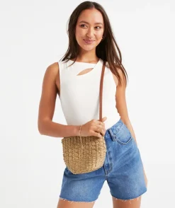 ALANNAH STRAW CROSSBODY BAG