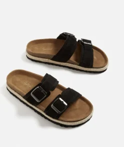 ALLY DOUBLE BUCKLE SLIDE - BLACK