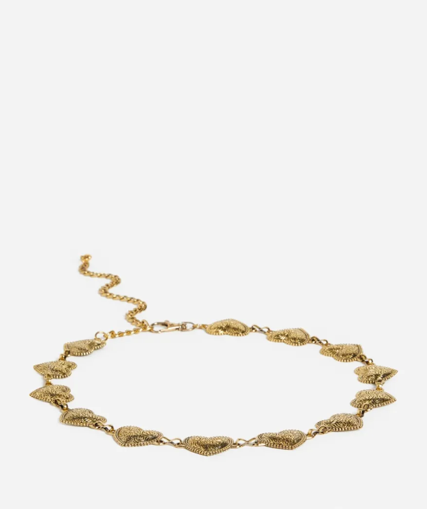 ANTIQUE GOLD HEART HIP CHAIN BELT