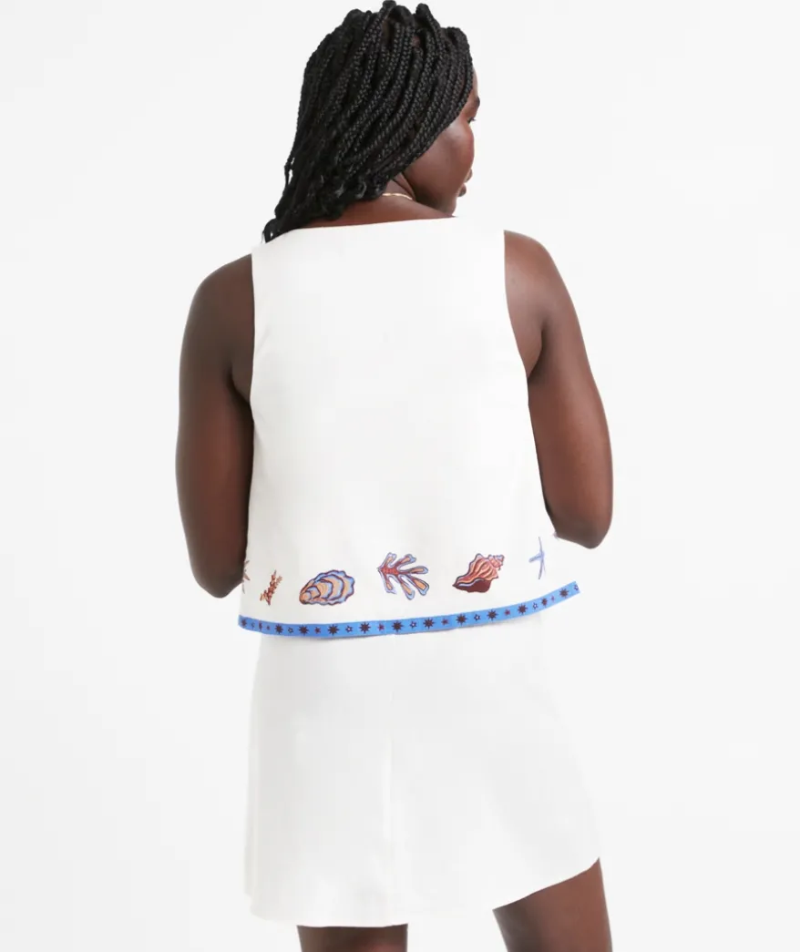 ASPEN LINEN BLEND PRINTED TOP