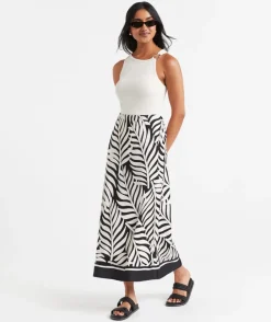 BEAU SATIN PRINTED MIDI SKIRT