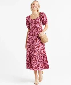 BEX LINEN BLEND MIDI DRESS