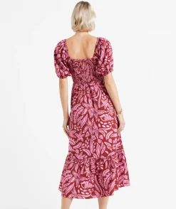 BEX LINEN BLEND MIDI DRESS