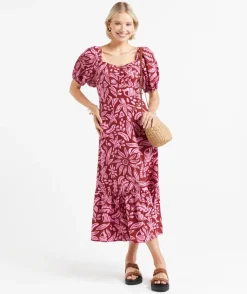 BEX LINEN BLEND MIDI DRESS