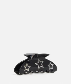 BLACK RHINESTONE STAR HAIR CLAW