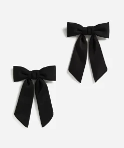 BLACK SATIN BOW CLIP PACK