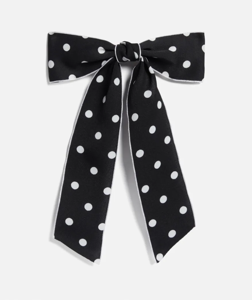 BLACK SPOTTED BOW HAIR CLIP