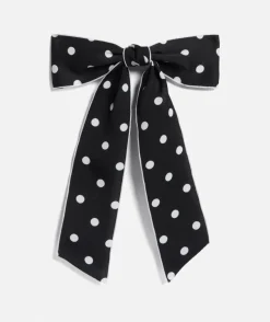 BLACK SPOTTED BOW HAIR CLIP