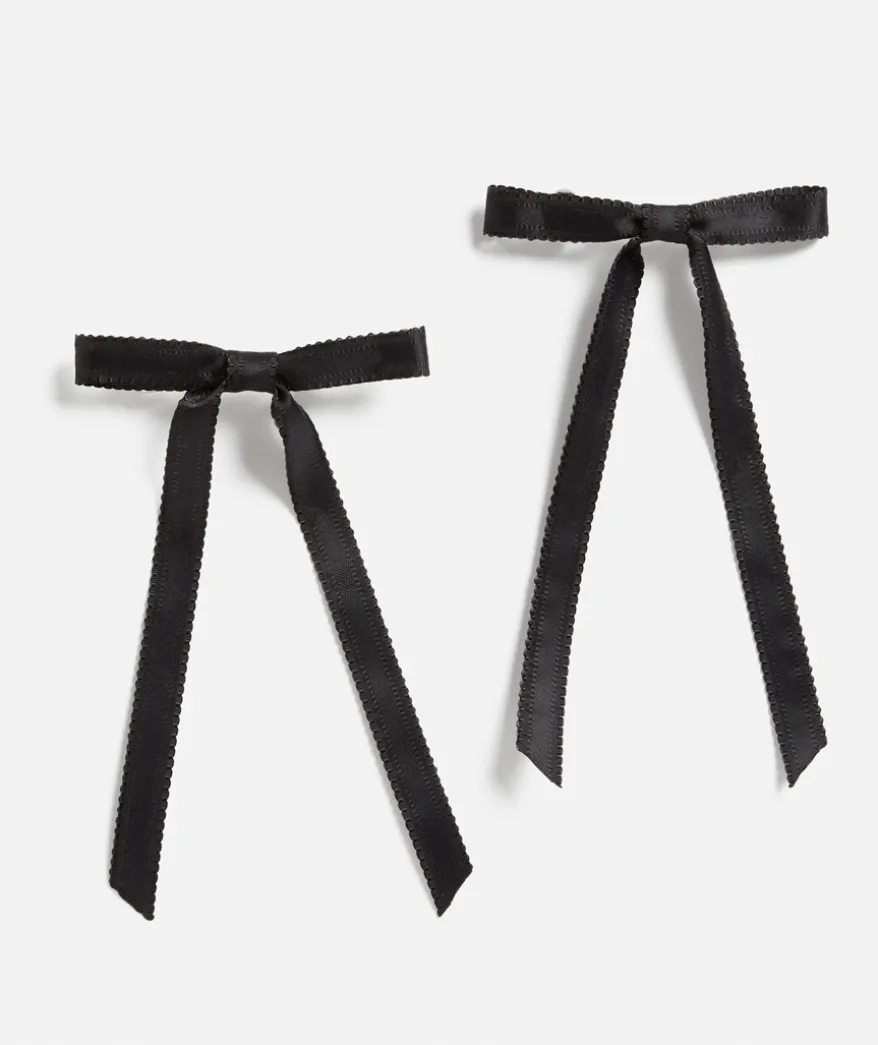 BLACK THIN SCALLOP HAIR BOW PACK