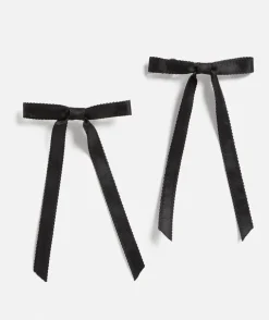 BLACK THIN SCALLOP HAIR BOW PACK