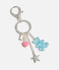 BLUE BEAR CHARM ALPHABET KEYRING
