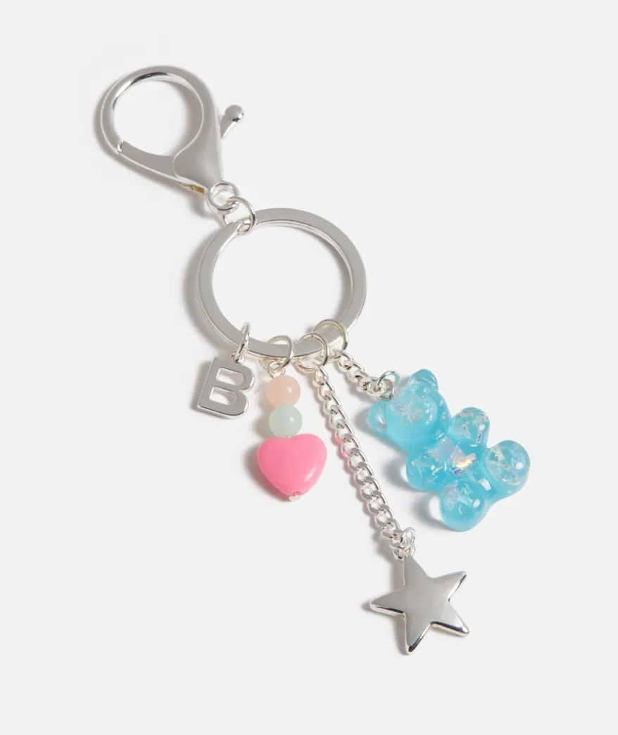 BLUE BEAR CHARM ALPHABET KEYRING