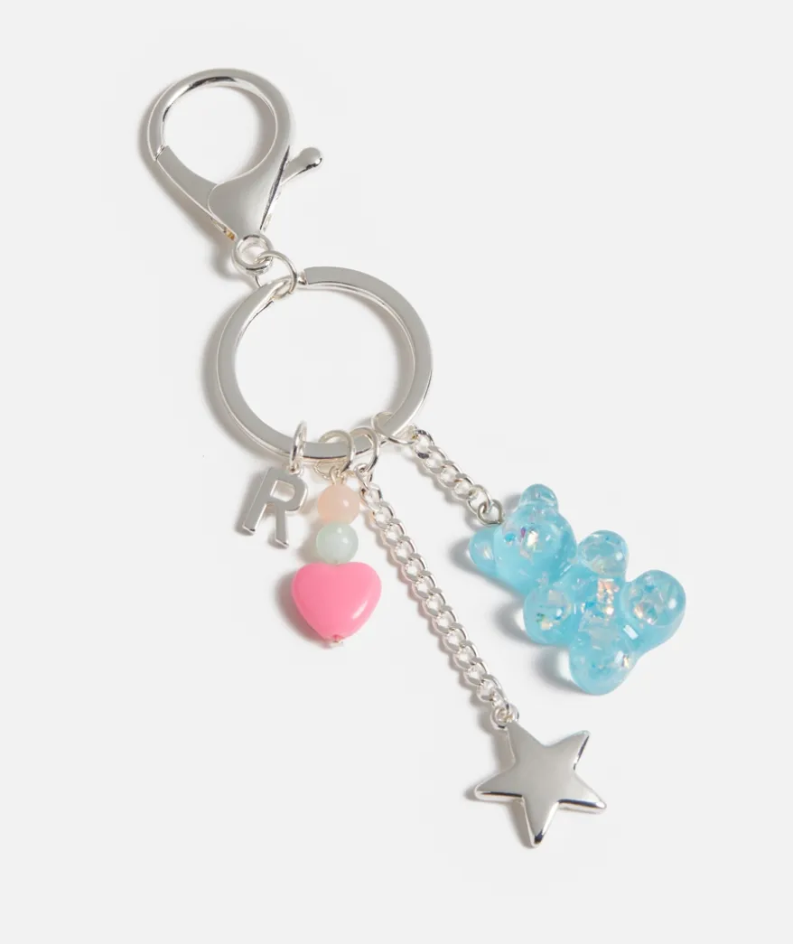 BLUE BEAR CHARM ALPHABET KEYRING