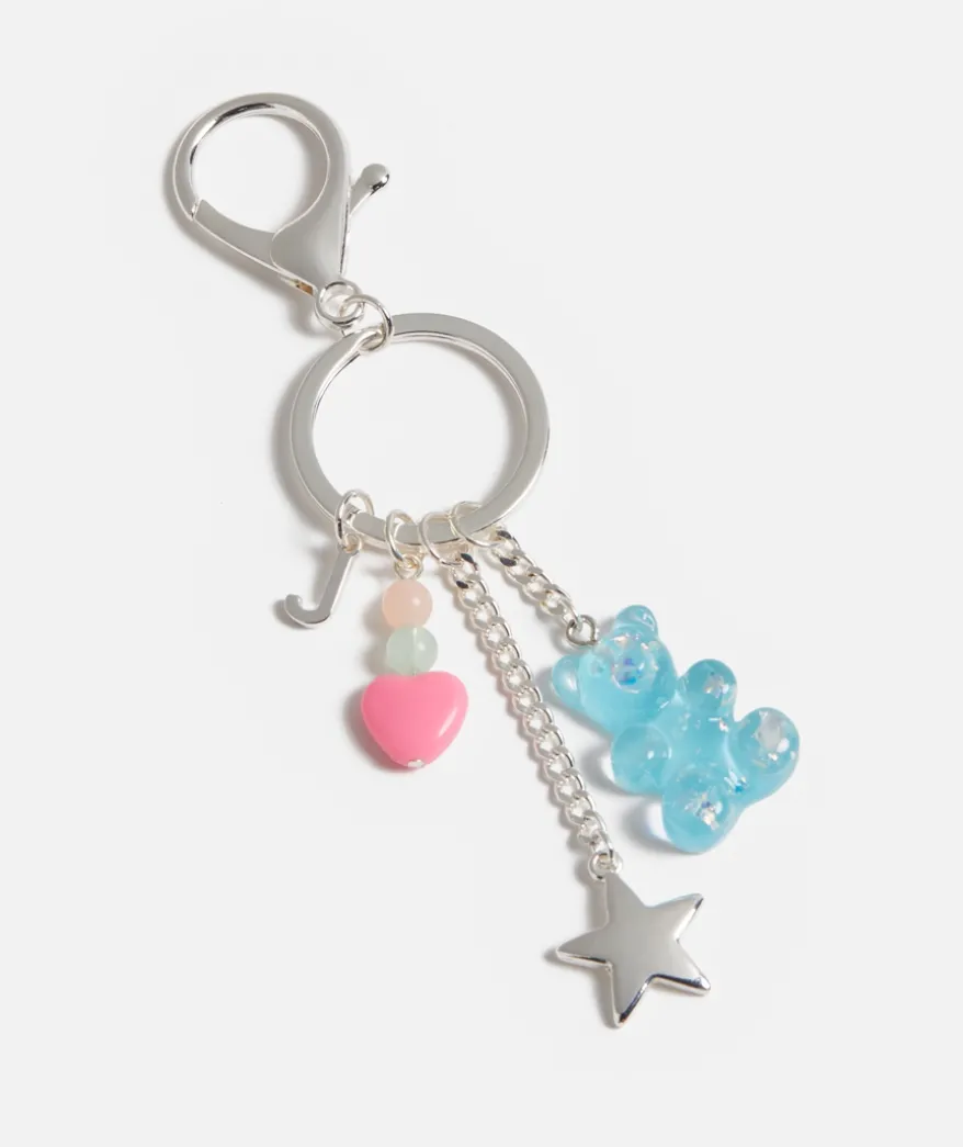 BLUE BEAR CHARM ALPHABET KEYRING