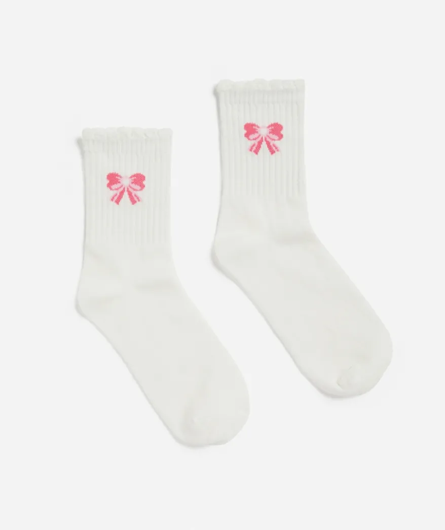 BOW RIBBED FRILL SOCK