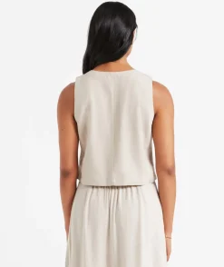 CALLIE LINEN BLEND BUTTON FRONT VEST