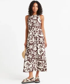 CARLA PRINTED RACER NECK MIDI DRESS