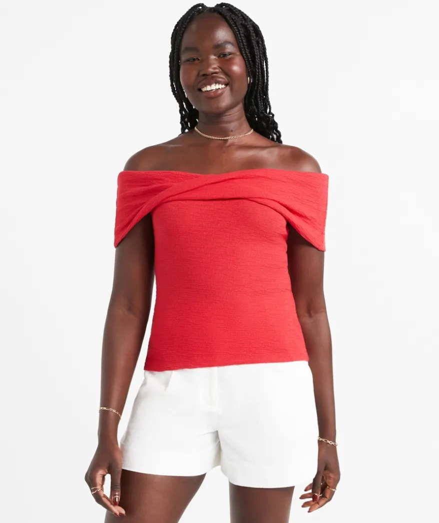 CARLY OFF THE SHOULDER TEXTURED TOP
