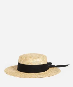 CHIARA BOW STRAW BOATER HAT