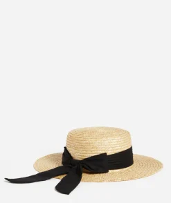 CHIARA BOW STRAW BOATER HAT