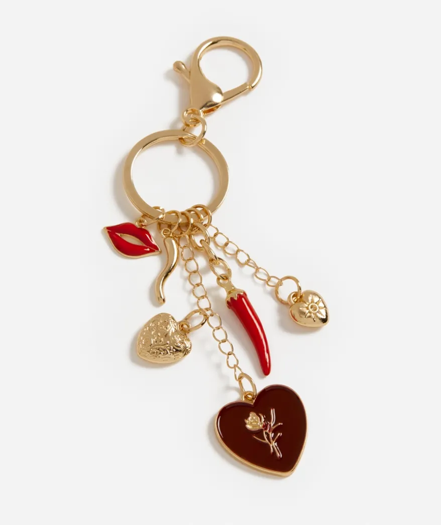 CHILLI AND RED HEART CHARM KEYRING