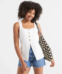 CLEO LINEN BLEND LONGLINE VEST