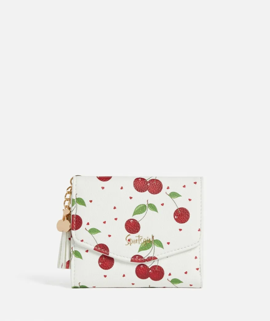 CLIP FOLD OUT WALLET -CHERRY PRINT