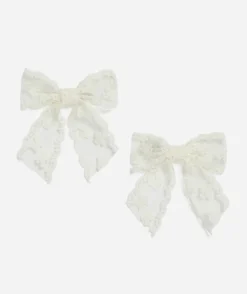 CREAM LACE HAIR BOW PACK