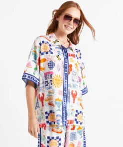 DEMI LINEN BLEND PRINTED SHIRT
