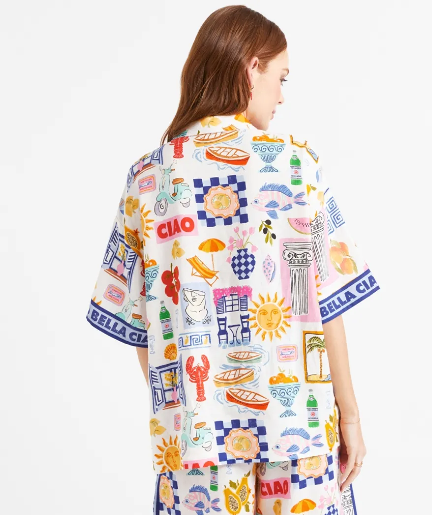 DEMI LINEN BLEND PRINTED SHIRT