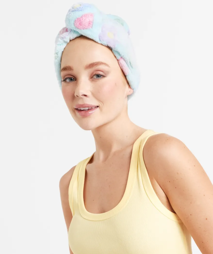 DRY TIME MICROFIBRE HAIR DRYING WRAP - FLOWERS & HEARTS