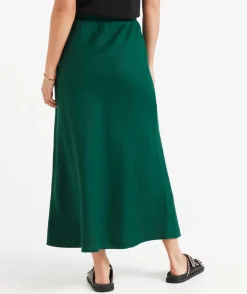 EBONY LINEN BLEND DRAWSTRING MIDI SKIRT