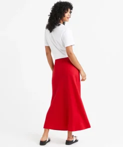 EBONY LINEN BLEND DRAWSTRING MIDI SKIRT