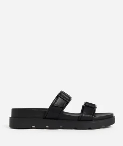 ELENA BLACK DOUBLE BUCKLE SANDAL