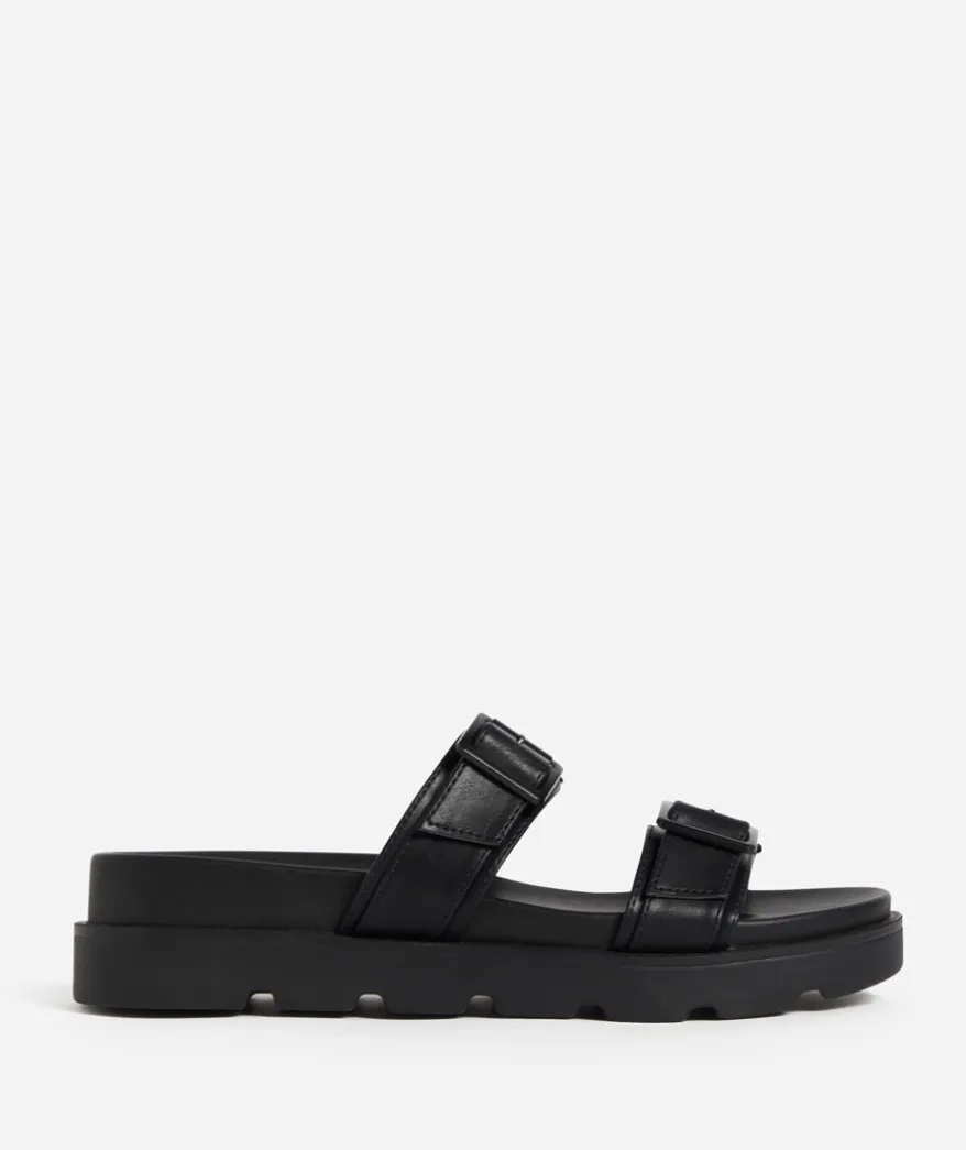 ELENA BLACK DOUBLE BUCKLE SANDAL
