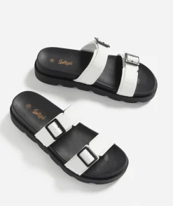 ELENA WHITE DOUBLE BUCKLE SANDAL