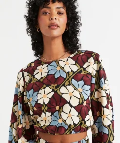 ELINOR LINEN BLEND BUBBLE HEM TOP
