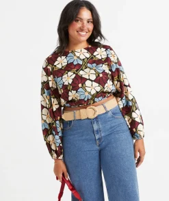ELINOR LINEN BLEND BUBBLE HEM TOP