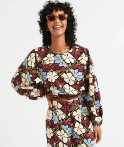 ELINOR LINEN BLEND BUBBLE HEM TOP
