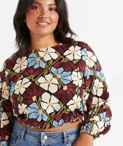 ELINOR LINEN BLEND BUBBLE HEM TOP