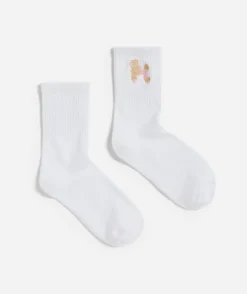 EMBROIDERED POODLE THREE QUARTER SOCK
