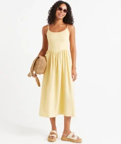 GENEVIEVE V WAIST MIDI DRESS