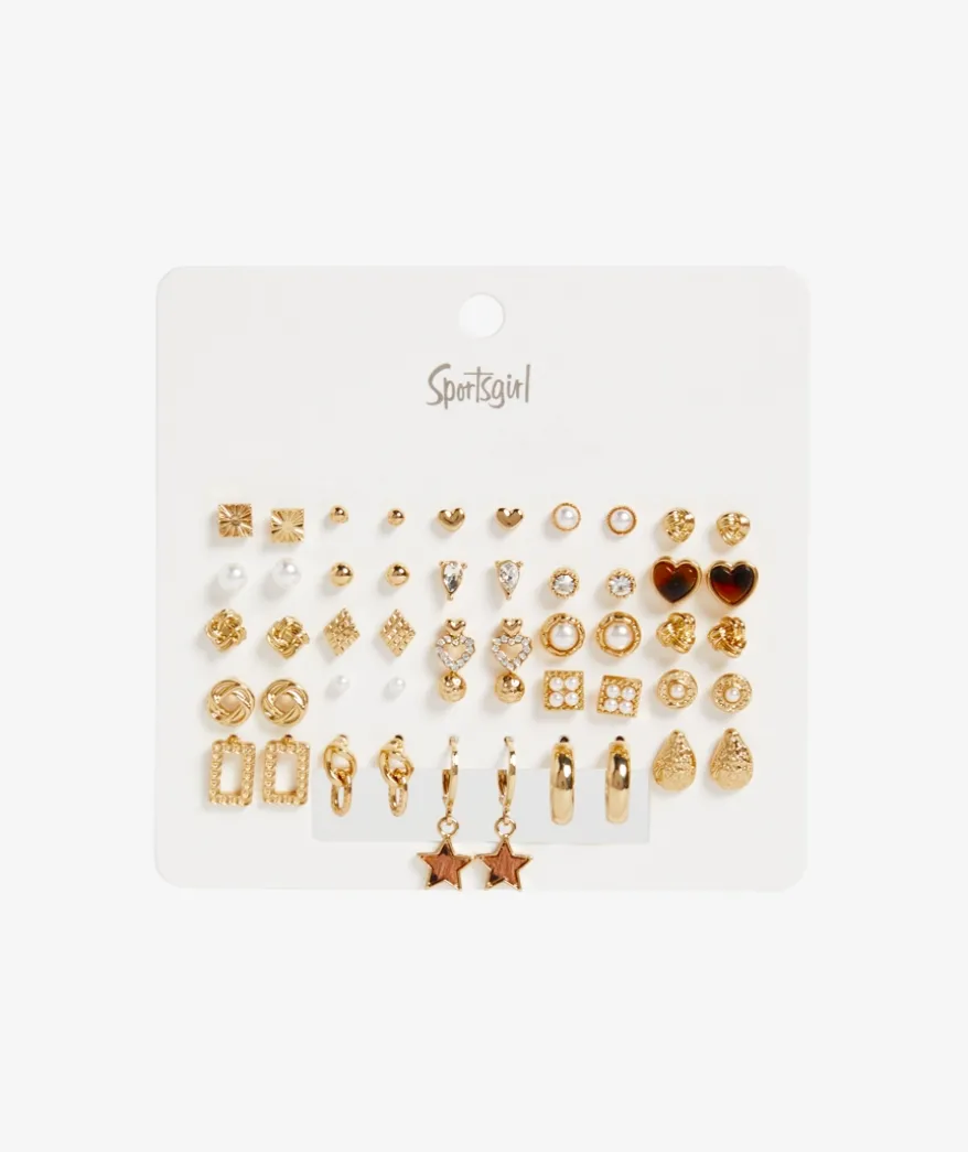 GOLD & LEOPARD STUD AND DROP EARRING PACK