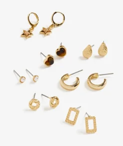 GOLD & LEOPARD STUD AND DROP EARRING PACK