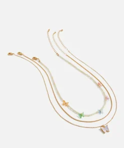 GOLD BEADED BUTTERFLY NECKLACE PACK