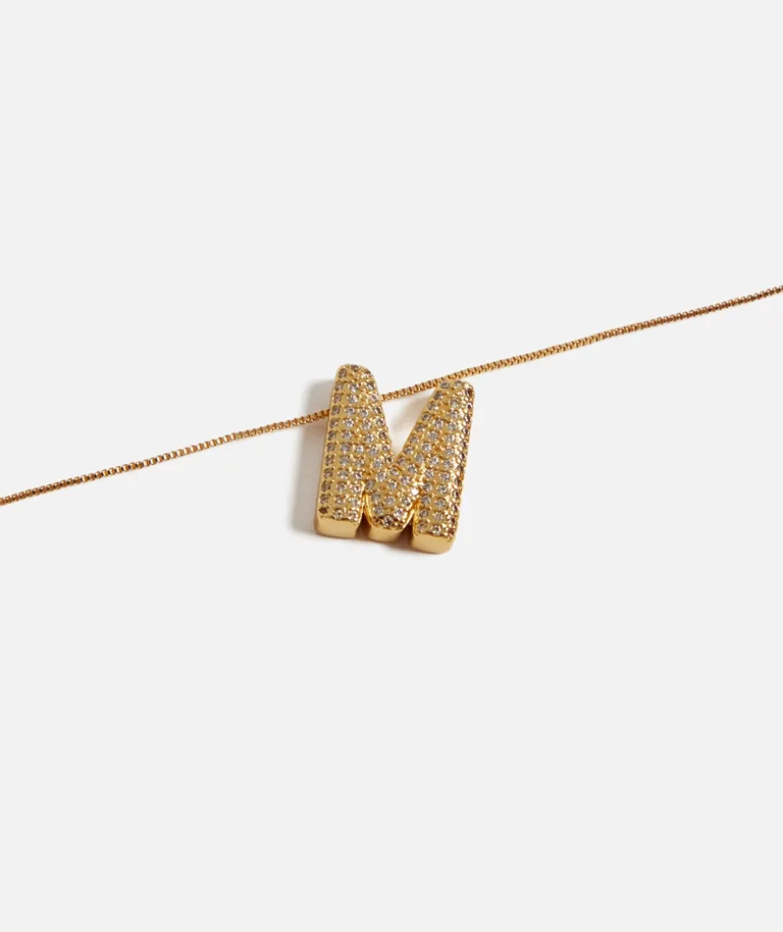 GOLD BUBBLE ALPHABET NECKLACE