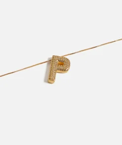 GOLD BUBBLE ALPHABET NECKLACE